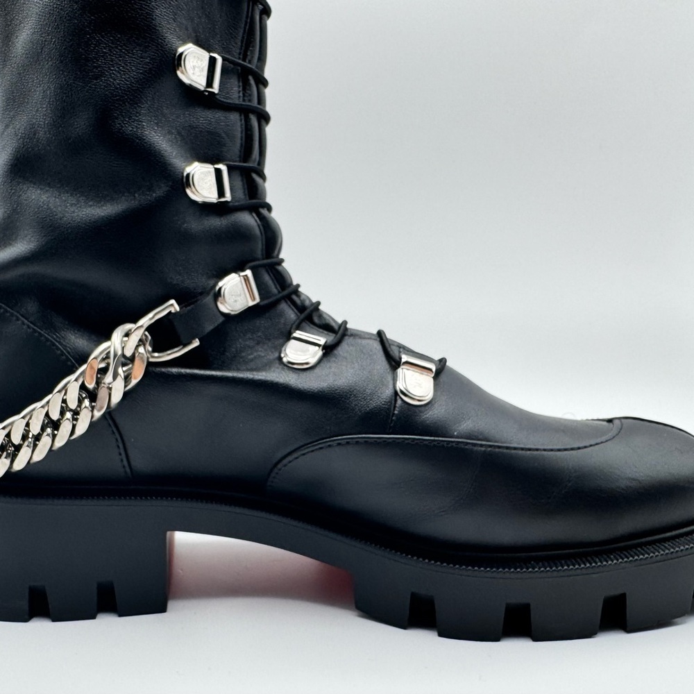Christian Louboutin Our Georges Calf Flat Ankle Combat Moto Biker Boots Sz 36 - Picture 6 of 9